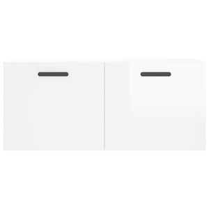 Mobile a Parete Bianco Lucido 80x36,5x35 cm Legno Multistrato 830086