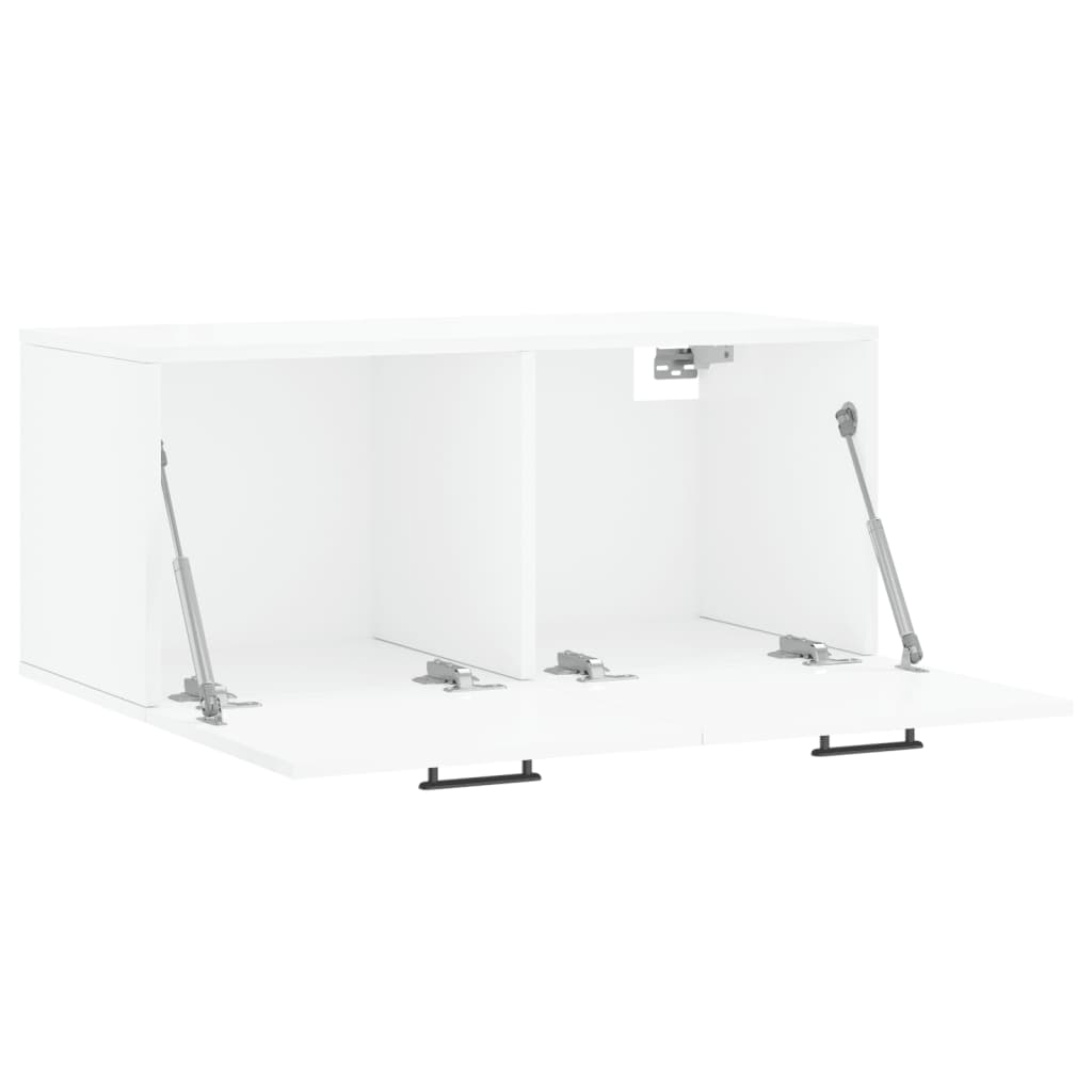 Mobile a Parete Bianco Lucido 80x36,5x35 cm Legno Multistrato 830086