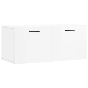 Mobile a Parete Bianco Lucido 80x36,5x35 cm Legno Multistrato 830094