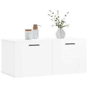 Mobile a Parete Bianco Lucido 80x36,5x35 cm Legno Multistrato 830094