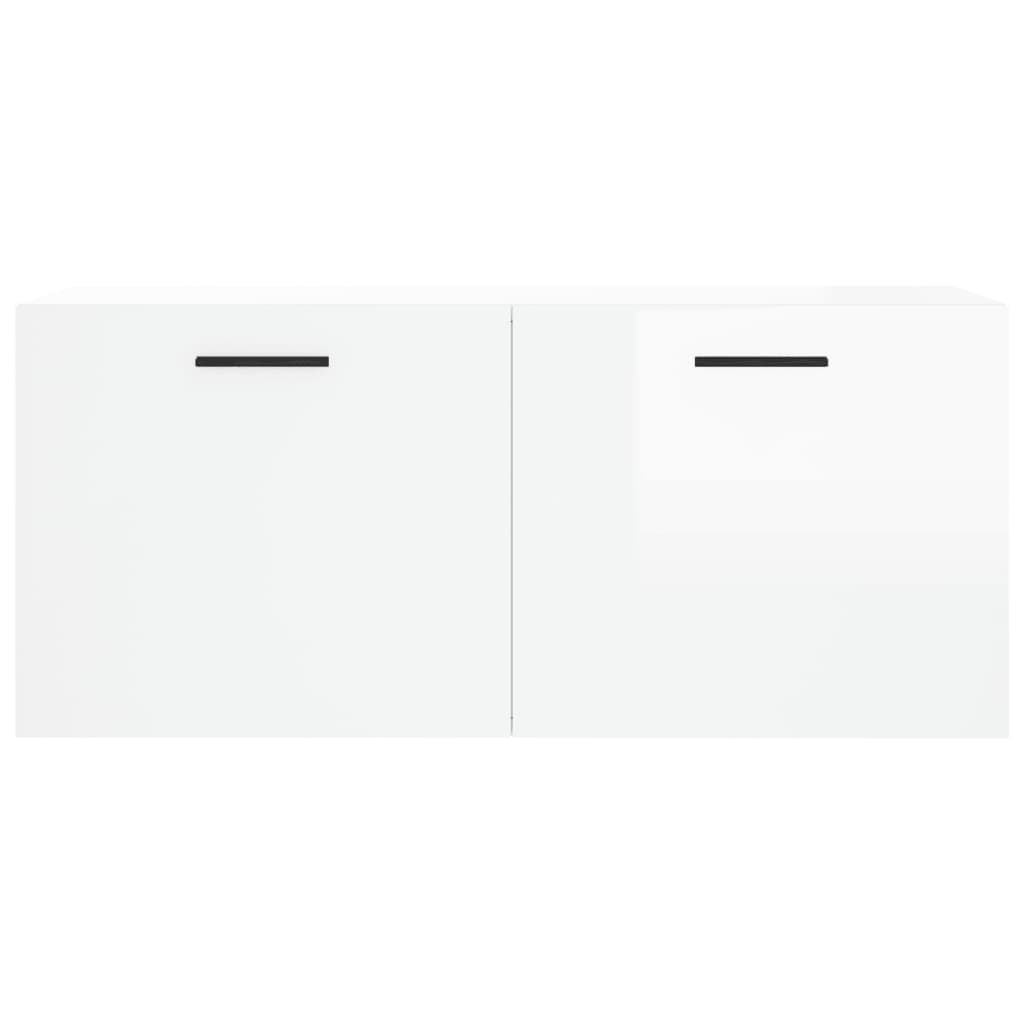 Mobile a Parete Bianco Lucido 80x36,5x35 cm Legno Multistrato 830094