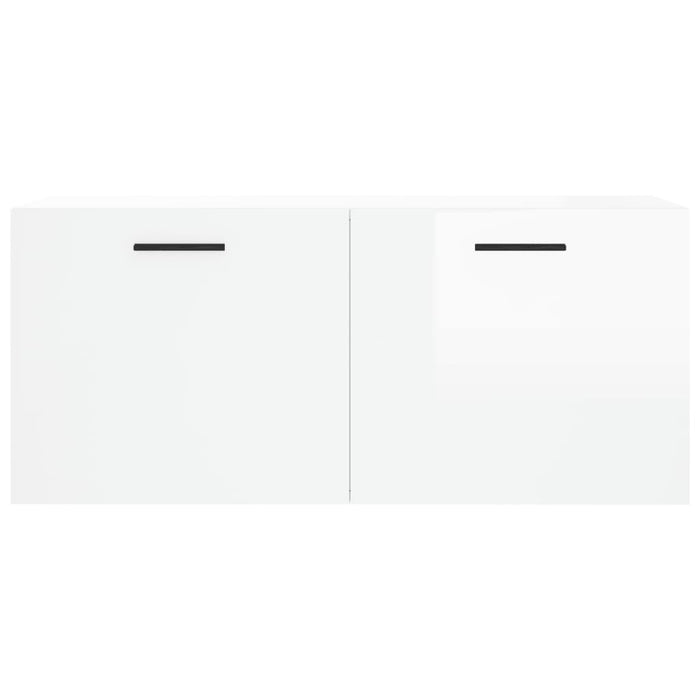 Mobile a Parete Bianco Lucido 80x36,5x35 cm Legno Multistrato 830094