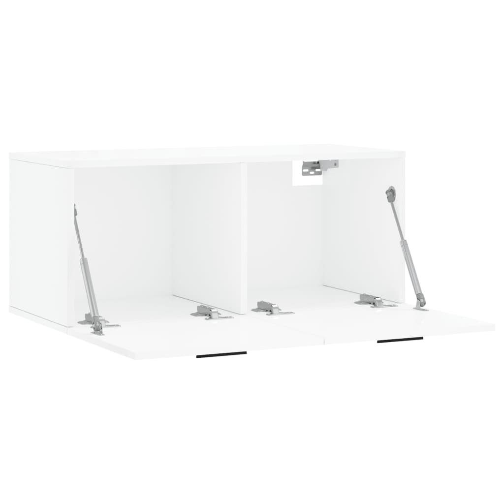 Mobile a Parete Bianco Lucido 80x36,5x35 cm Legno Multistrato 830094