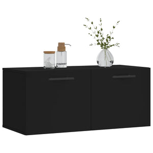 Mobile a Parete Nero 80x36,5x35 cm in Legno Multistrato 830101