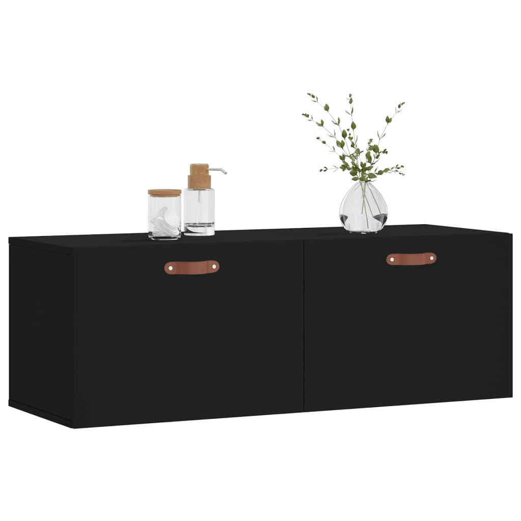 Mobile a Parete Nero 100x36,5x35 cm in Legno Multistrato 830109