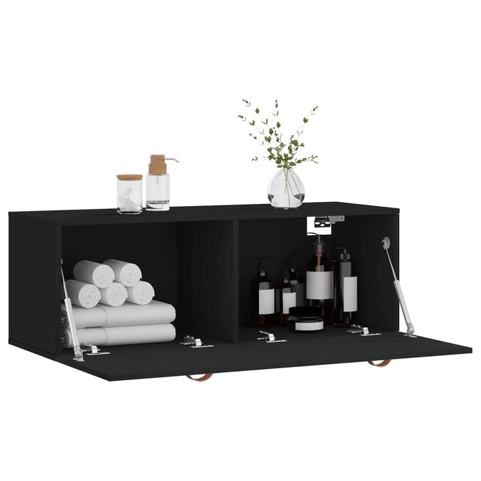 Mobile a Parete Nero 100x36,5x35 cm in Legno Multistrato 830109