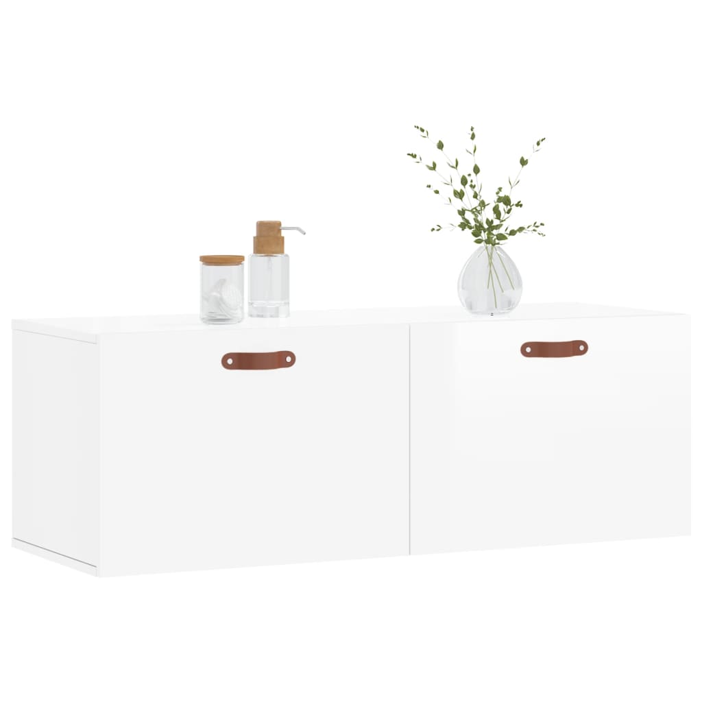 Mobile a Parete Bianco Lucido 100x36,5x35 cm Legno Multistrato 830110