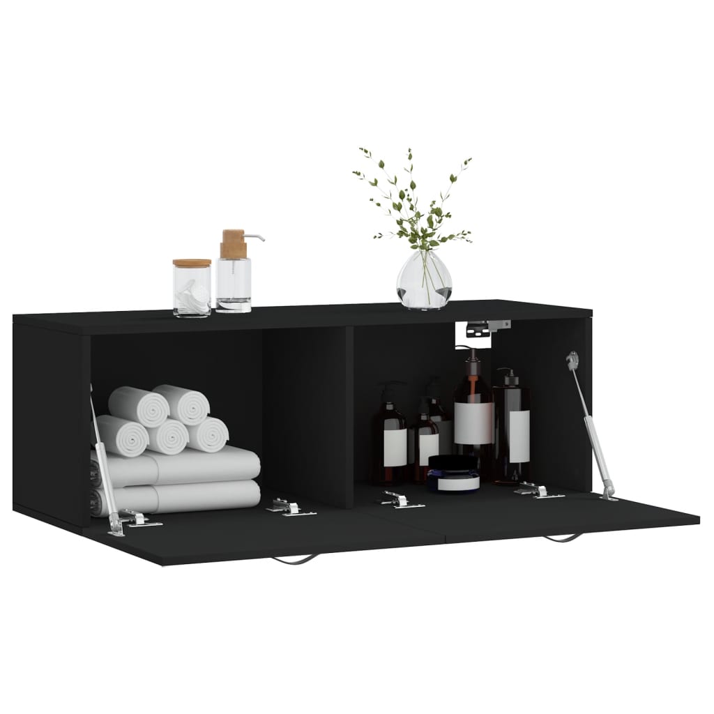 Mobile a Parete Nero 100x36,5x35 cm in Legno Multistrato 830125