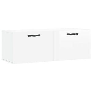 Mobile a Parete Bianco Lucido 100x36,5x35 cm Legno Multistrato 830126