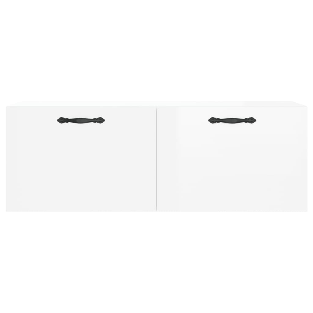 Mobile a Parete Bianco Lucido 100x36,5x35 cm Legno Multistrato 830126