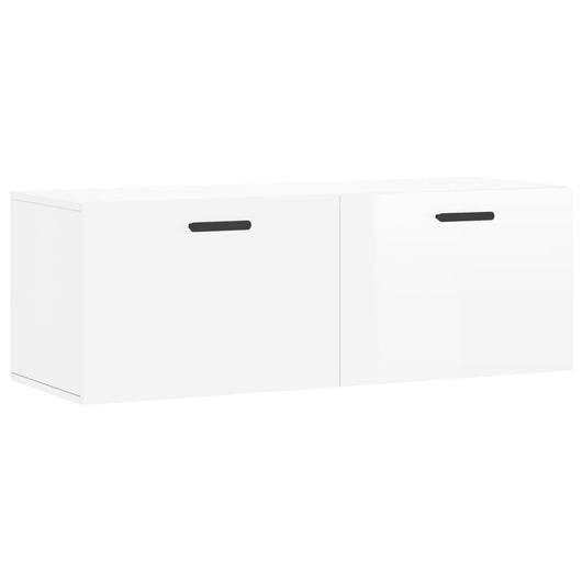 Mobile a Parete Bianco Lucido 100x36,5x35 cm Legno Multistrato 830142