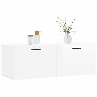 Mobile a Parete Bianco Lucido 100x36,5x35 cm Legno Multistrato 830150