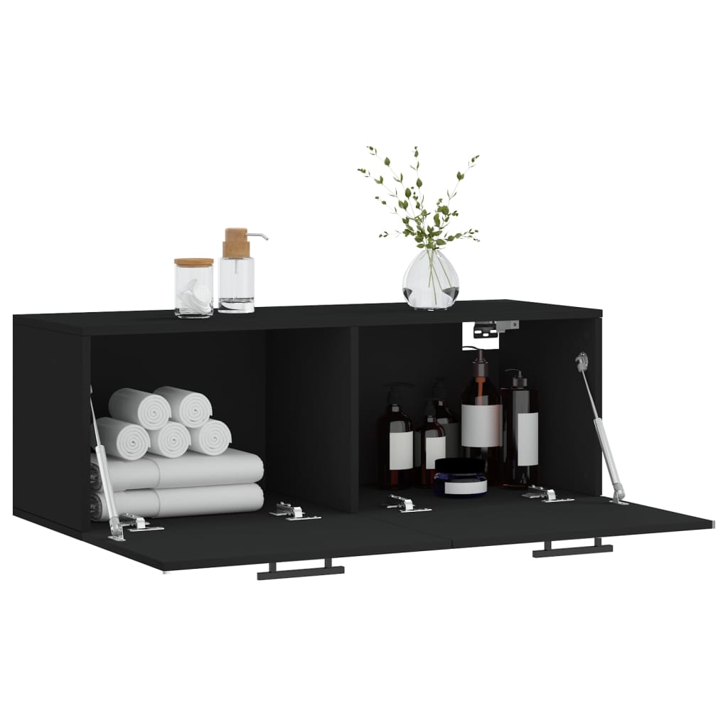 Mobile a Parete Nero 100x36,5x35 cm in Legno Multistrato 830157