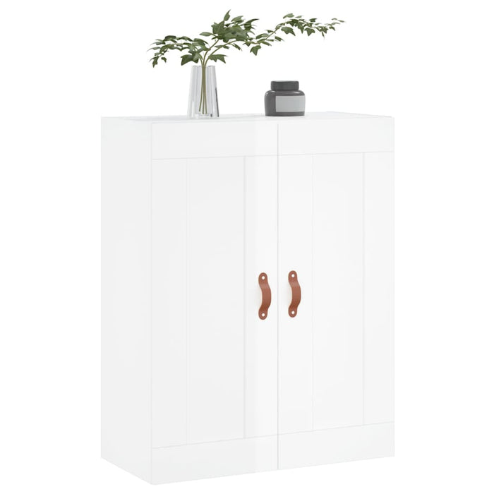 Mobile a Parete Bianco Lucido 69,5x34x90 cm Legno Multistrato 830358