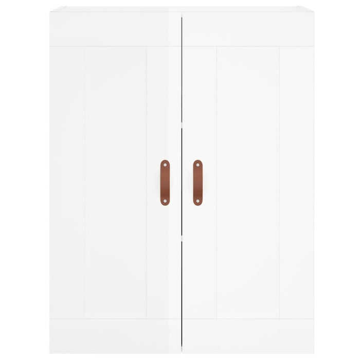 Mobile a Parete Bianco Lucido 69,5x34x90 cm Legno Multistrato 830358