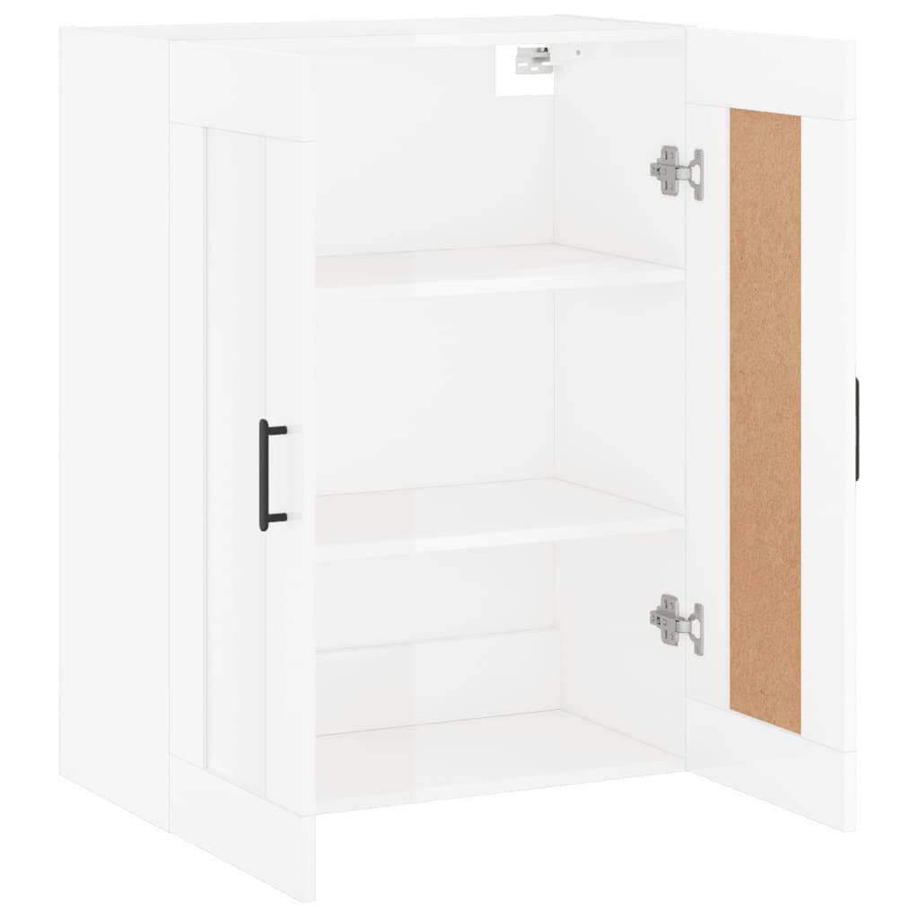 Mobile a Parete Bianco Lucido 69,5x34x90 cm Legno Multistrato 830390