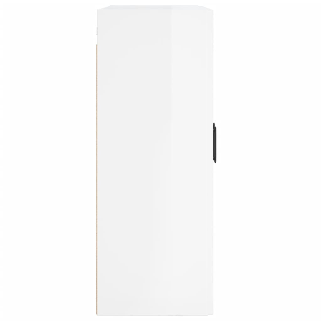 Mobile a Parete Bianco Lucido 69,5x34x90 cm Legno Multistrato 830390