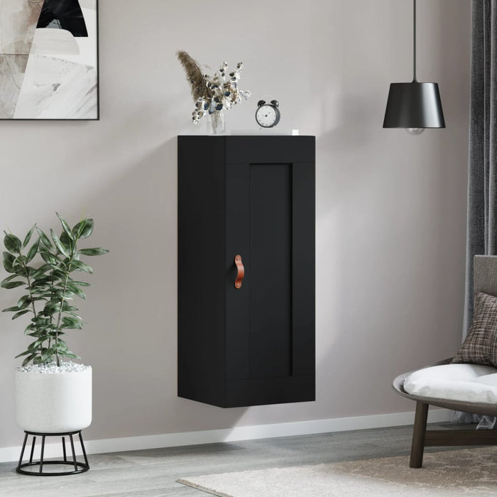 Mobile a Parete Nero 34,5x34x90 cm in Legno Multistrato 830477