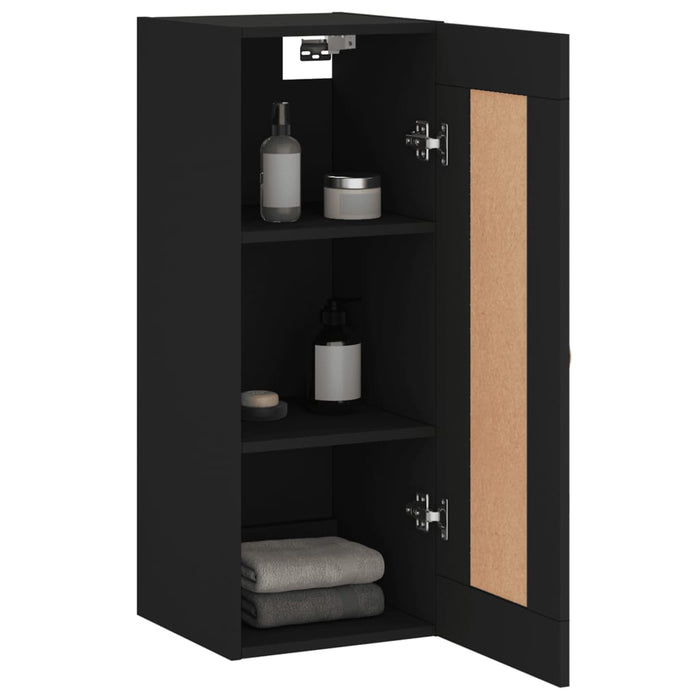 Mobile a Parete Nero 34,5x34x90 cm in Legno Multistrato 830477