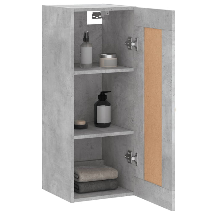 Mobile a Parete Grigio Cemento 34,5x34x90 cm Legno Multistrato 830480