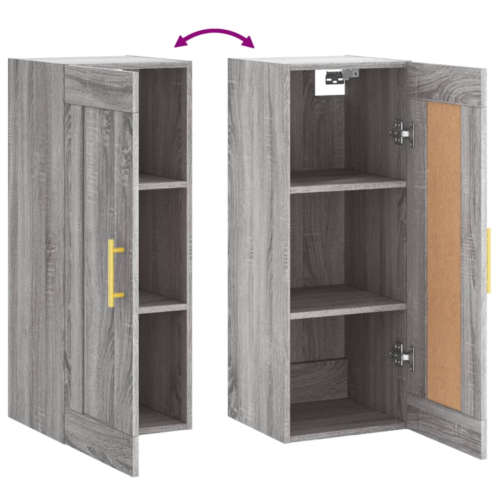 Mobile a Parete Grigio Sonoma 34,5x34x90 cm Legno Multistrato 830490