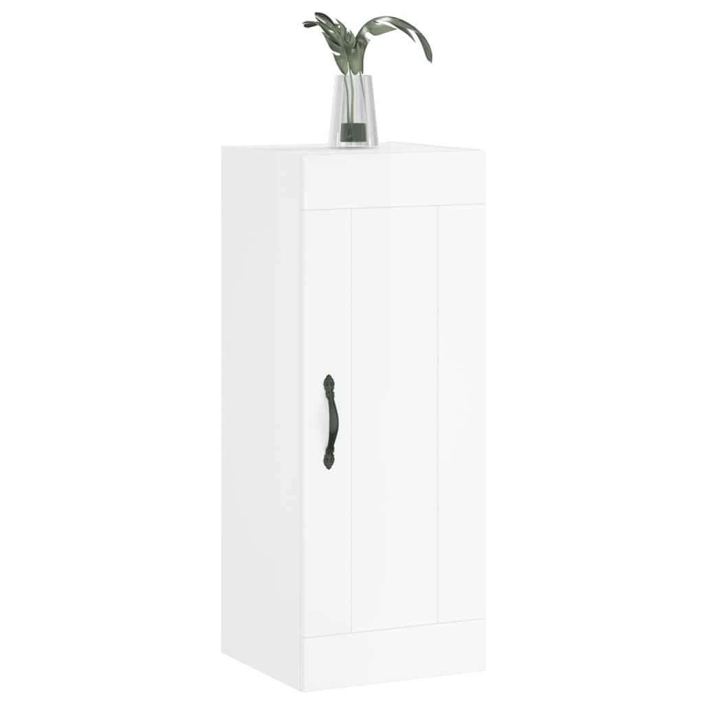 Mobile Parete Bianco Lucido 34,5x34x90 cm in Legno Multistrato 830494