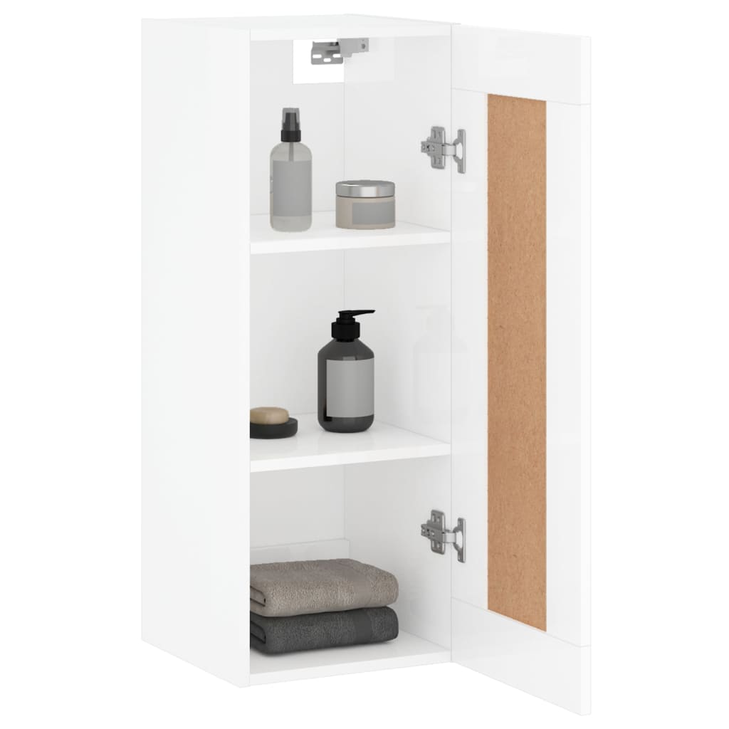 Mobile Parete Bianco Lucido 34,5x34x90 cm in Legno Multistrato 830494