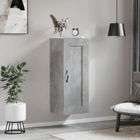 Mobile a Parete Grigio Cemento 34,5x34x90 cm Legno Multistrato 830496