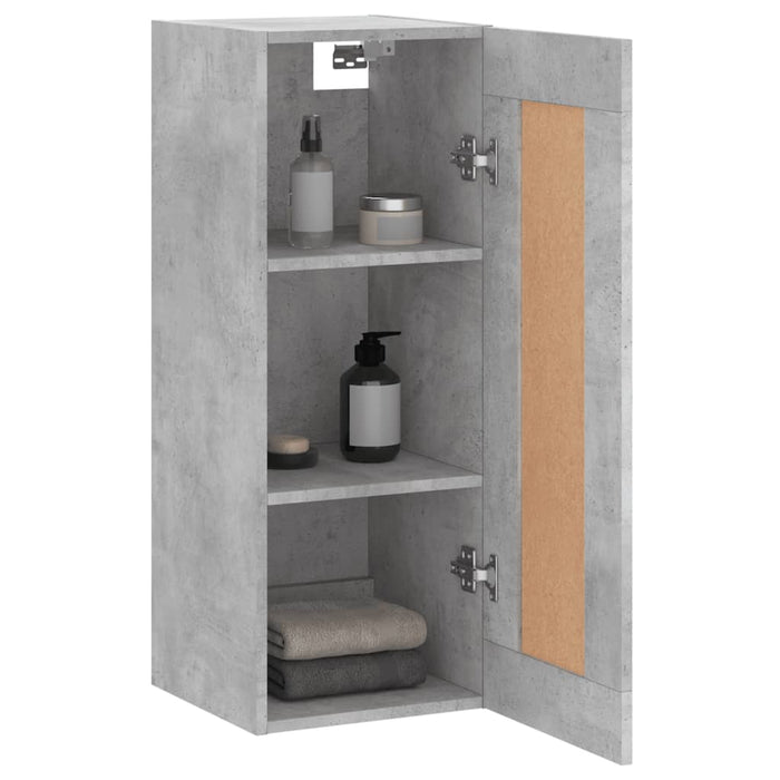 Mobile a Parete Grigio Cemento 34,5x34x90 cm Legno Multistrato 830496