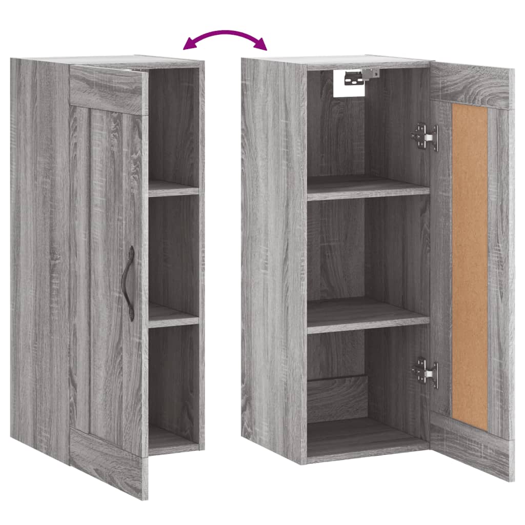 Mobile a Parete Grigio Sonoma 34,5x34x90 cm Legno Multistrato 830498