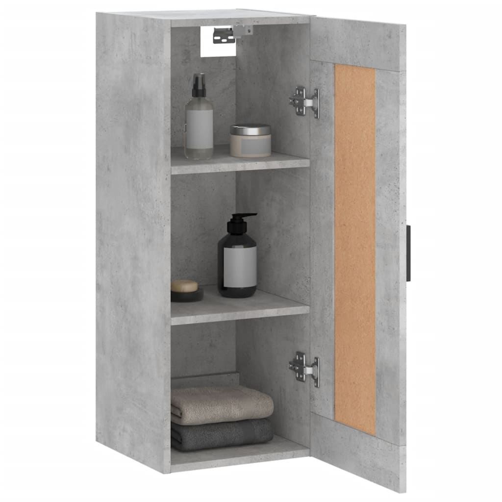 Mobile a Parete Grigio Cemento 34,5x34x90 cm Legno Multistrato 830504