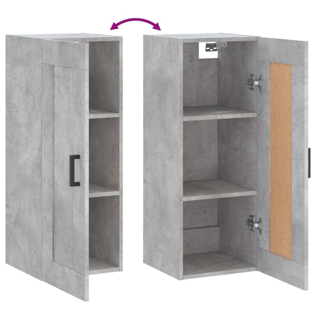 Mobile a Parete Grigio Cemento 34,5x34x90 cm Legno Multistrato 830504