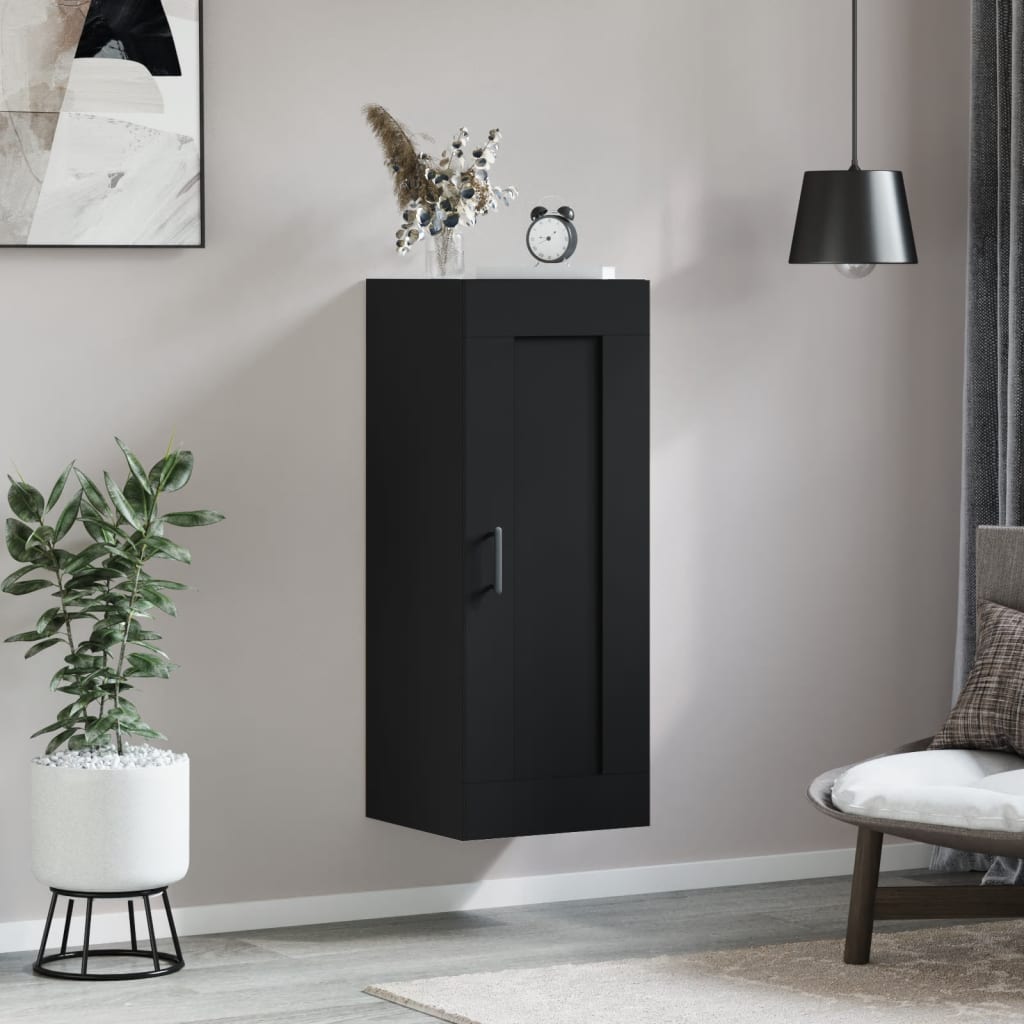 Mobile a Parete Nero 34,5x34x90 cm in Legno Multistratocod mxl 79146