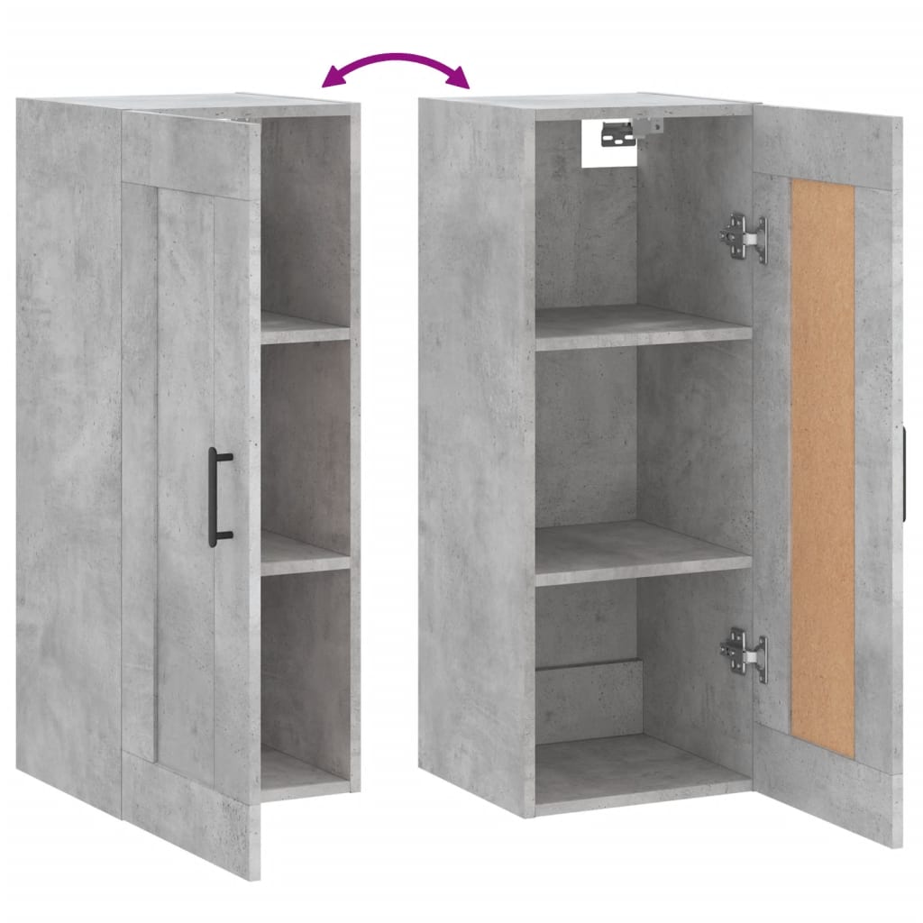 Mobile a Parete Grigio Cemento 34,5x34x90 cm Legno Multistrato 830512