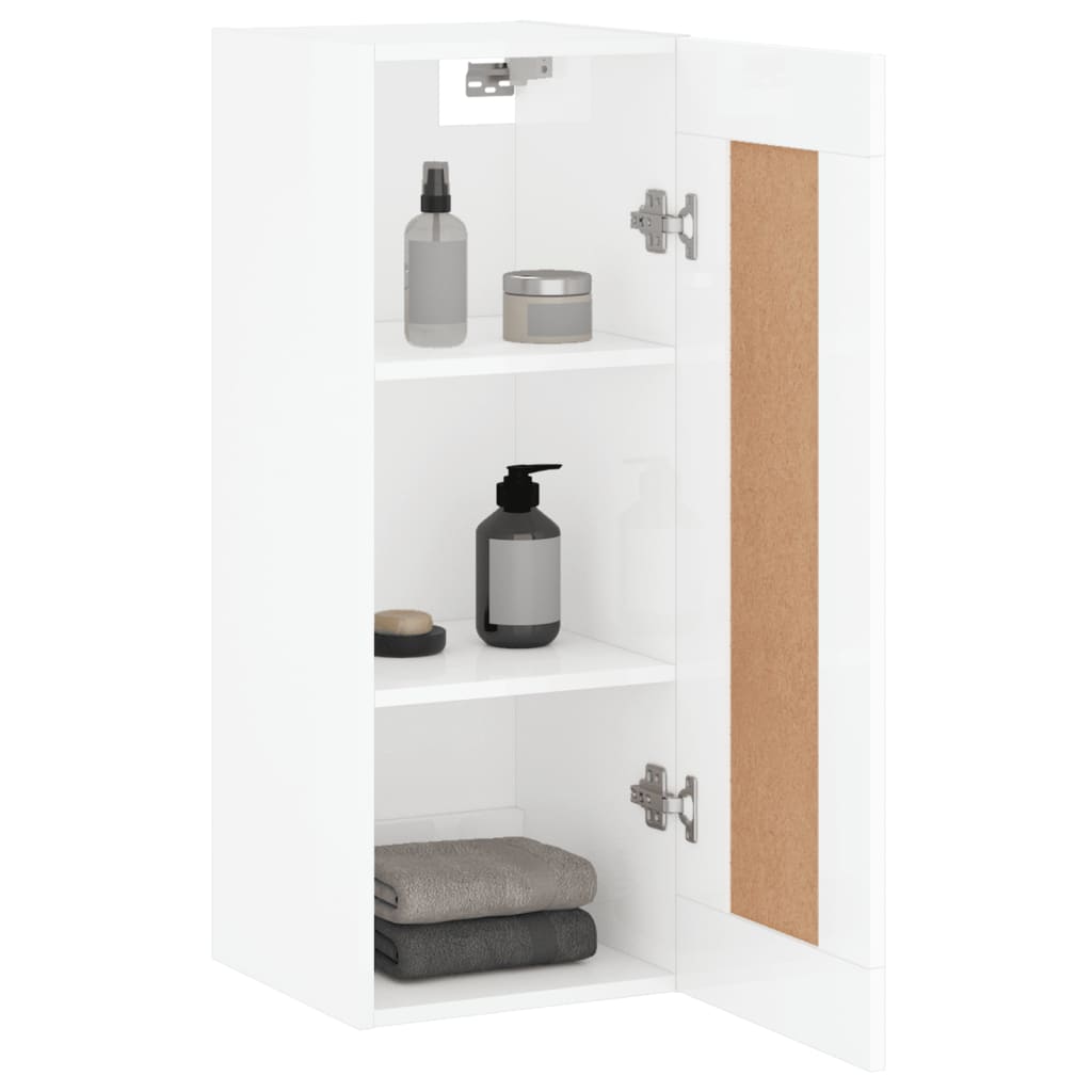 Mobile Parete Bianco Lucido 34,5x34x90 cm in Legno Multistrato 830518