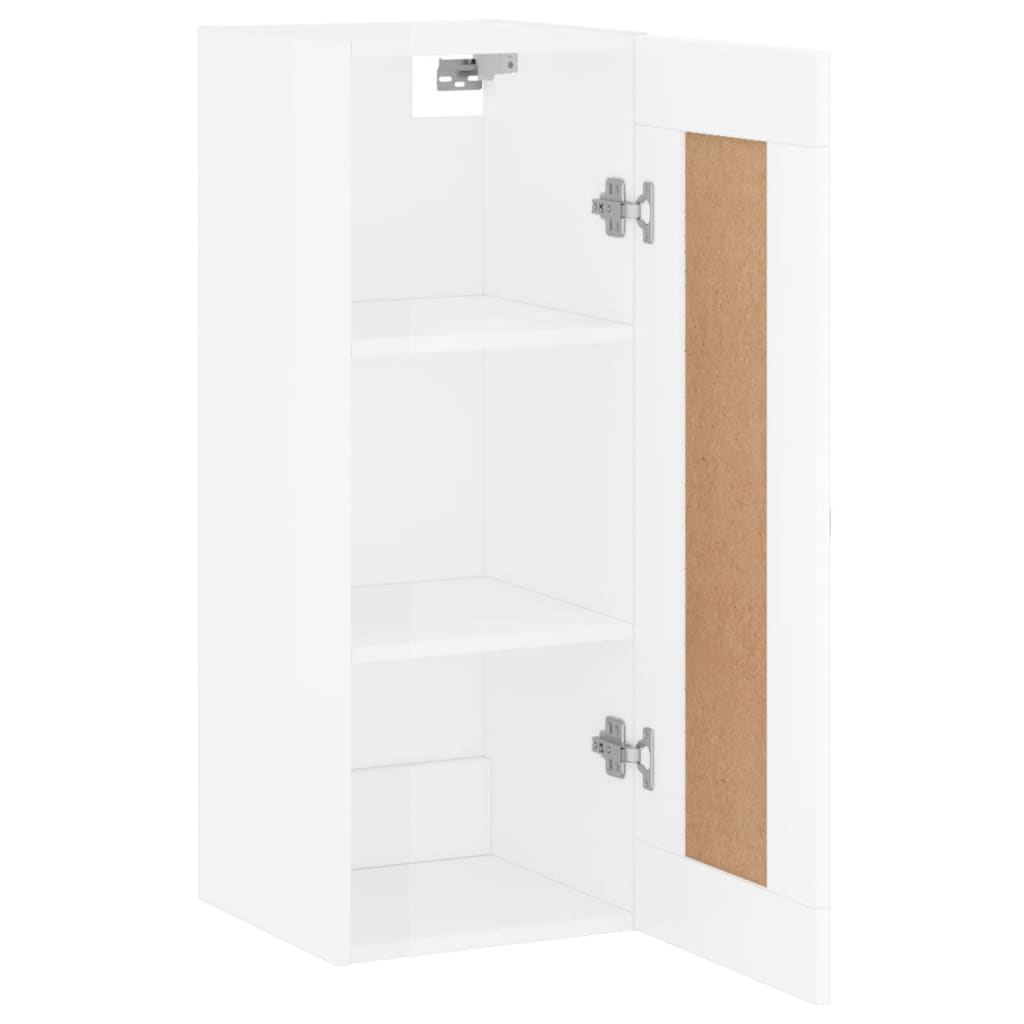 Mobile Parete Bianco Lucido 34,5x34x90 cm in Legno Multistrato 830518