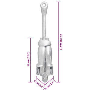 Ancora Pieghevole Argento 1,5 kg in Ferro Malleabile 94281