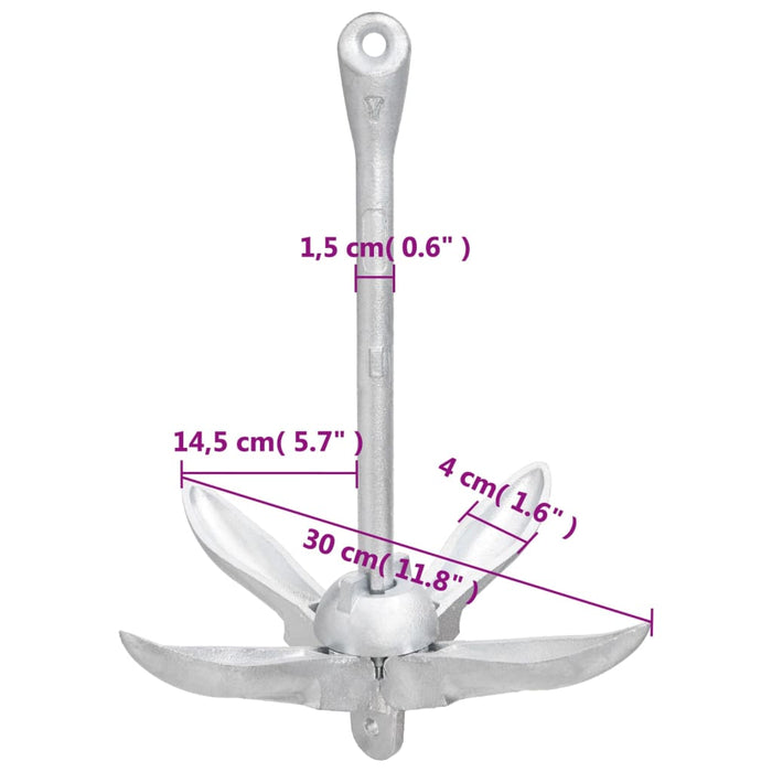 Ancora Pieghevole Argento 1,5 kg in Ferro Malleabile 94281