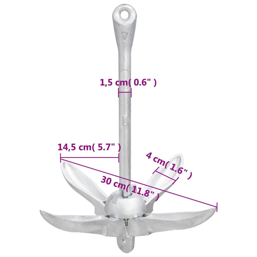 Ancora Pieghevole Argento 1,5 kg in Ferro Malleabile 94281