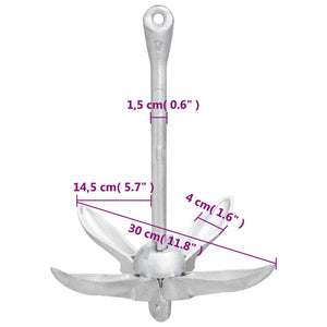 Ancora Pieghevole Argento 1,5 kg in Ferro Malleabile 94281