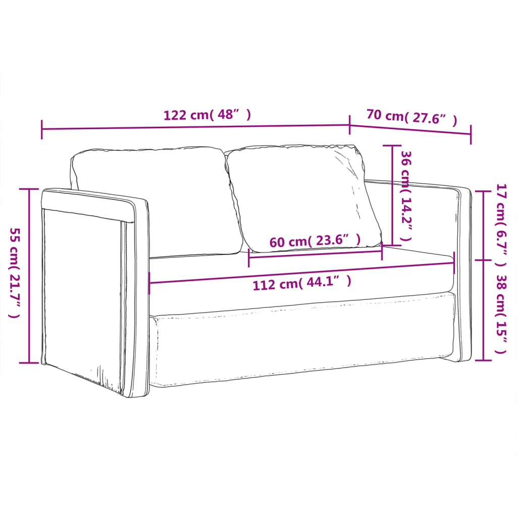 Divano Letto da Terra 2 in 1 Nero 122x204x55 cm Velluto 353959