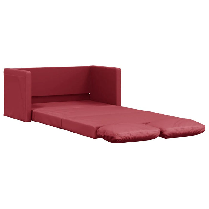 Divano Letto da Terra 2 in 1 Rosso Vino 112x174x55cm Similpelle 353977