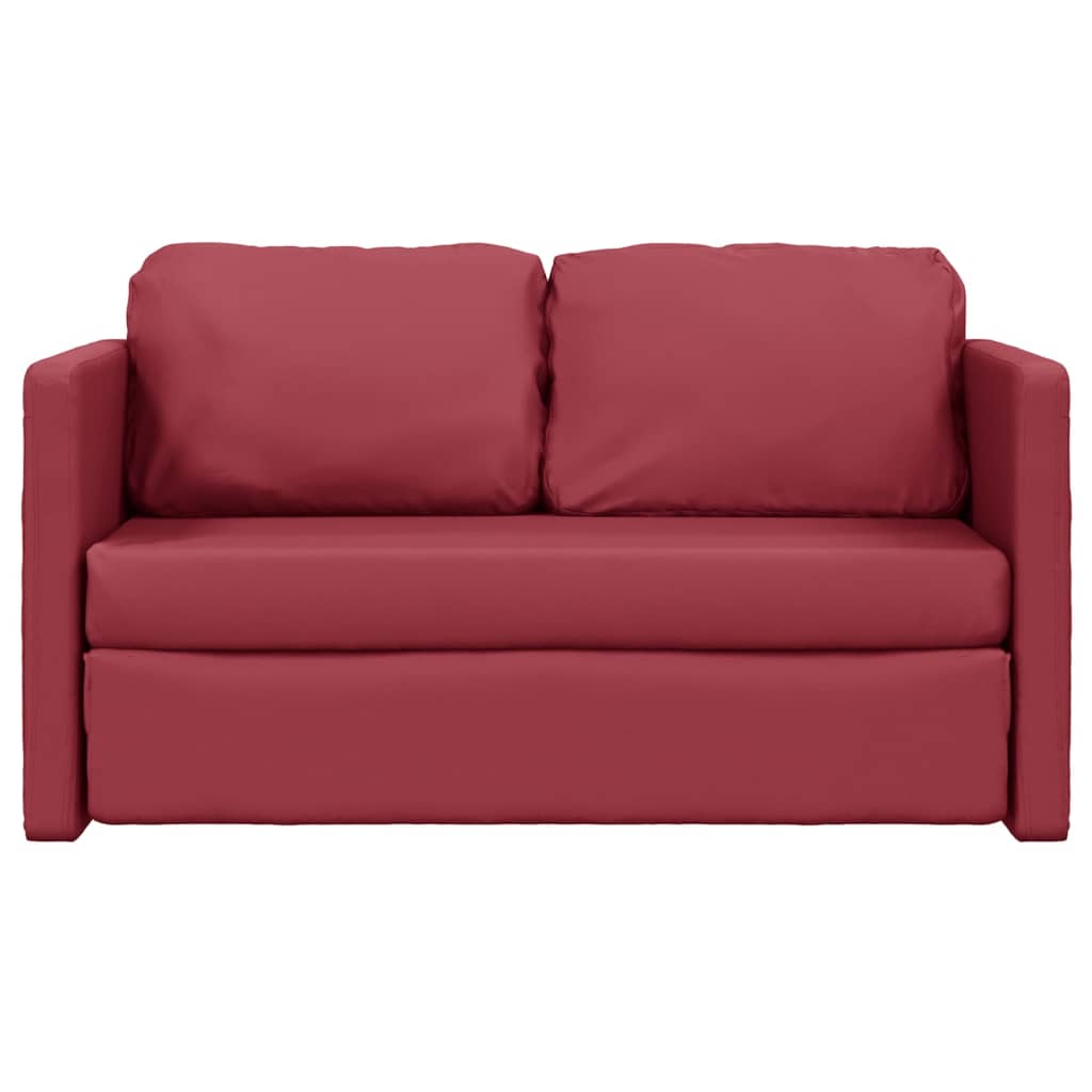 Divano Letto da Terra 2 in 1 Rosso Vino 112x174x55cm Similpelle 353977