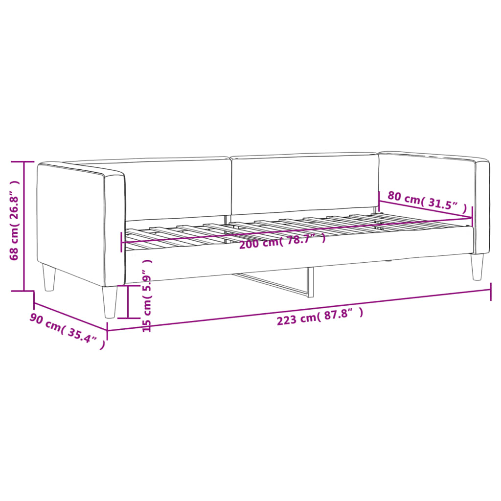 Letto da Giorno Grigio Scuro 80x200 cm in Tessuto 353979