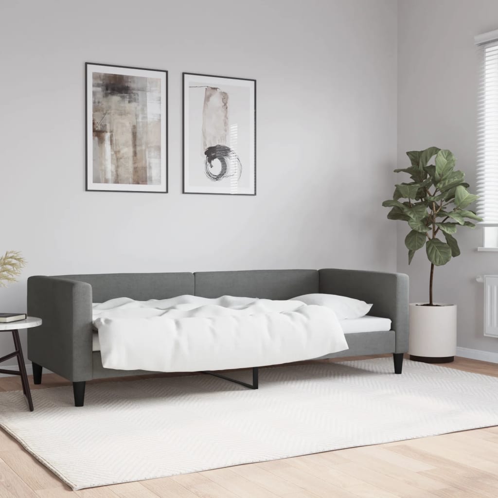 Letto da Giorno Grigio Scuro 80x200 cm in Tessuto 353979