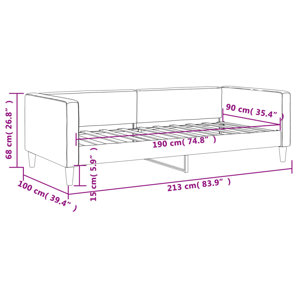 Letto da Giorno Grigio Chiaro 90x190 cm in Tessuto 353993