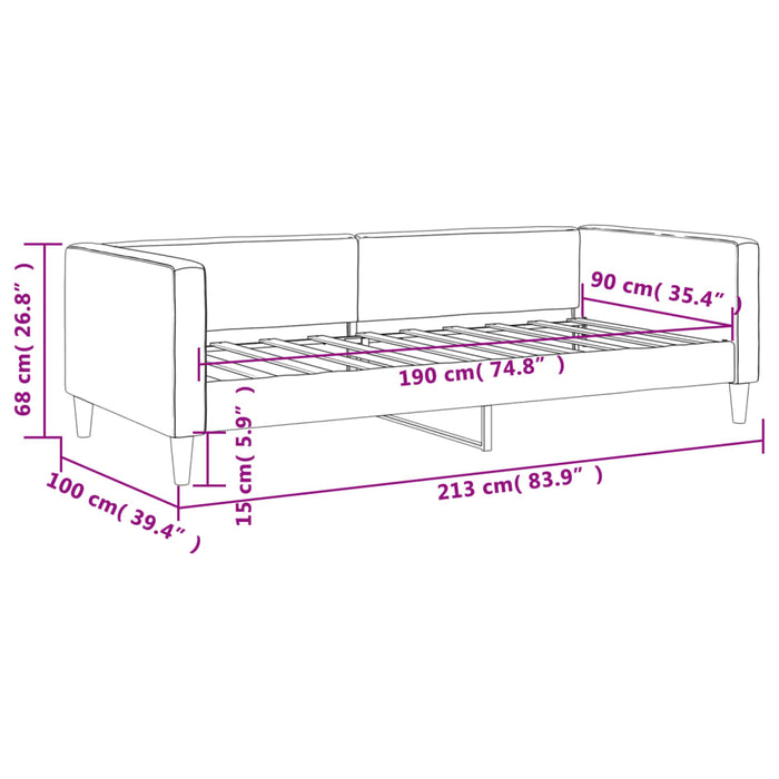 Letto da Giorno Grigio Chiaro 90x190 cm in Tessuto 353993