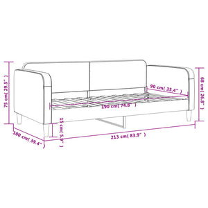 Letto da Giorno Grigio Scuro 90x190 cm in Tessuto 354044