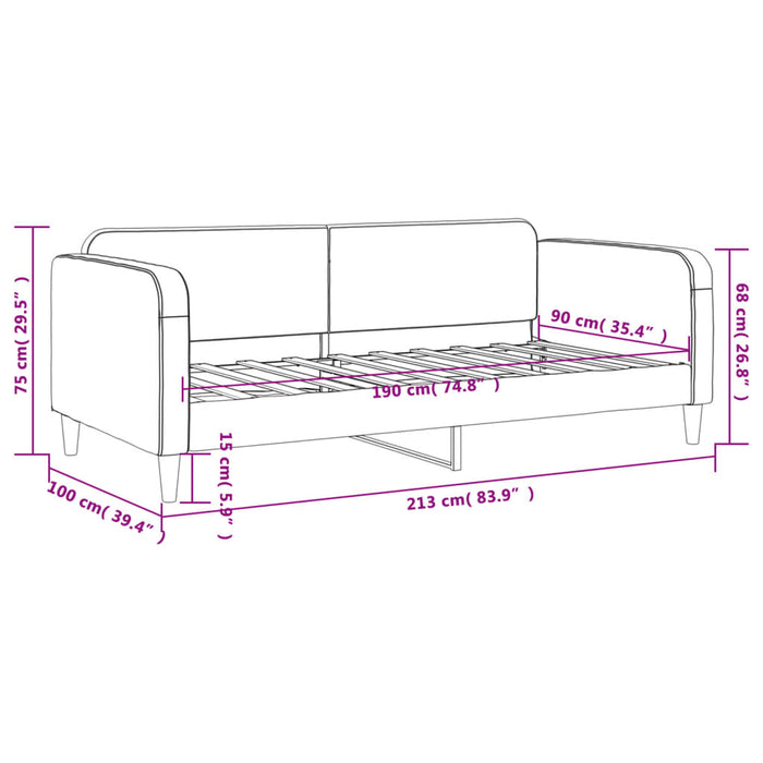 Letto da Giorno Grigio Scuro 90x190 cm in Tessuto 354044