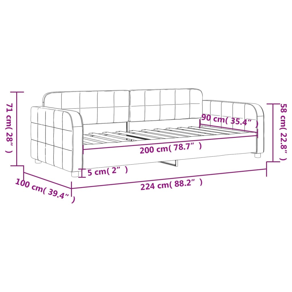 Letto da Giorno Blu 90x200 cm in Velluto 354057